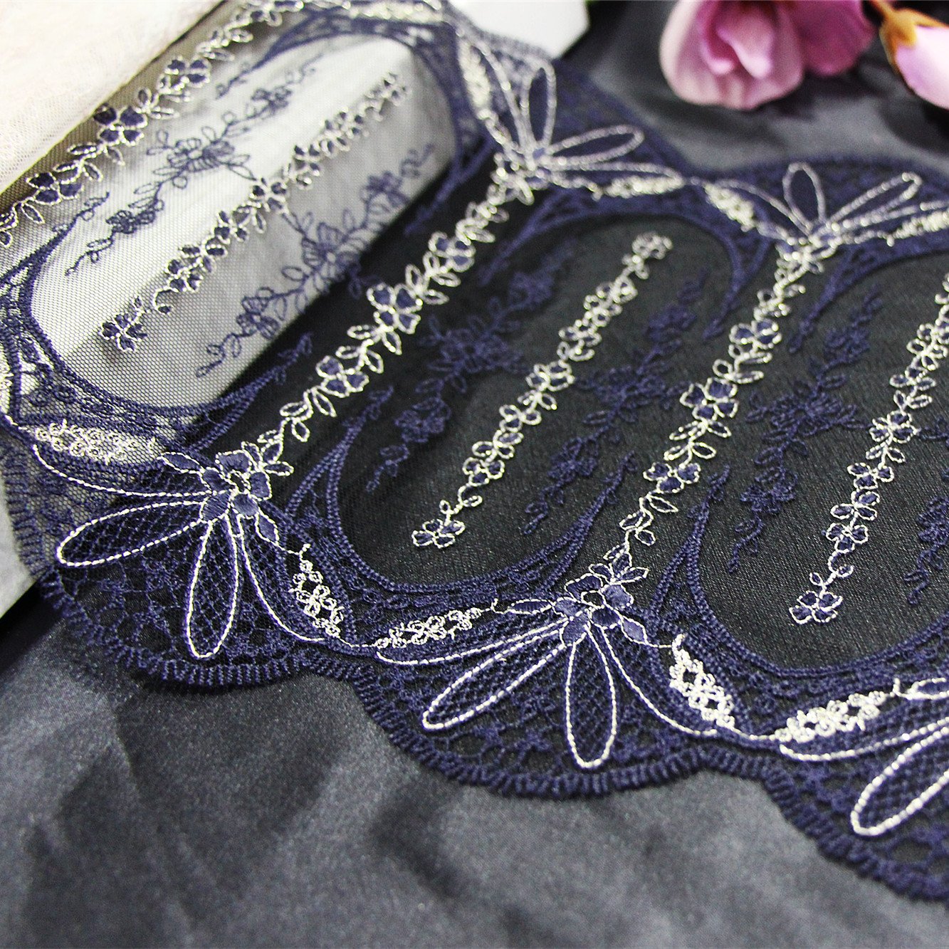 New Style Tulle Embroidered Lace Trim Flower Paint Fabric Embroidery Lace Voile Lace For Women Dress Lingerie