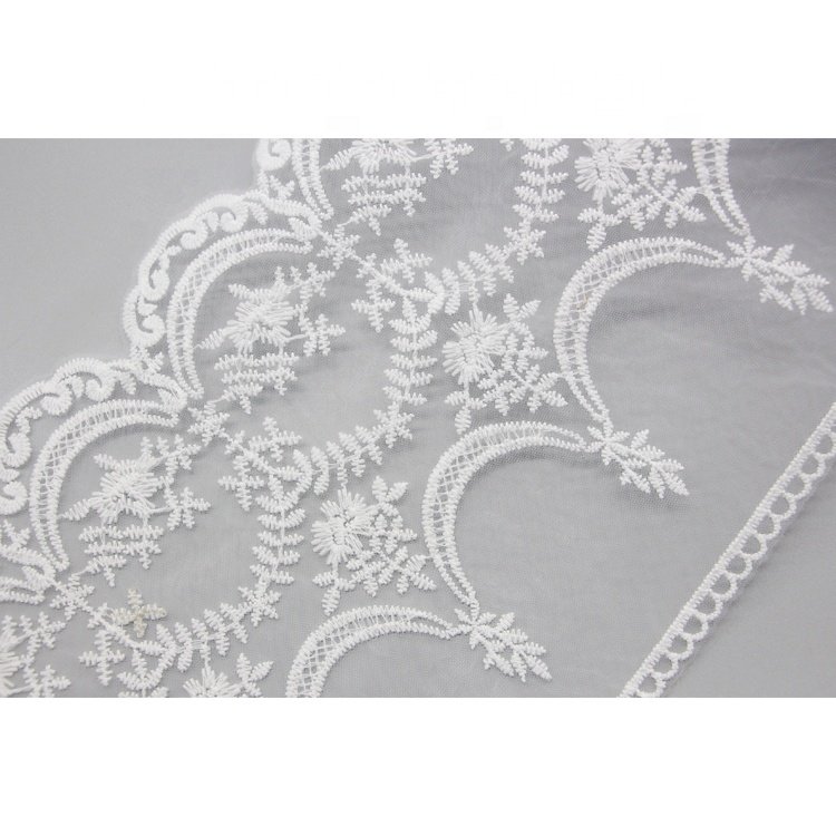 Stockings to ship transparent Mesh Polyester Lace Trim Embroidery White french mexican flower Lace Trim For cap bra shirts
