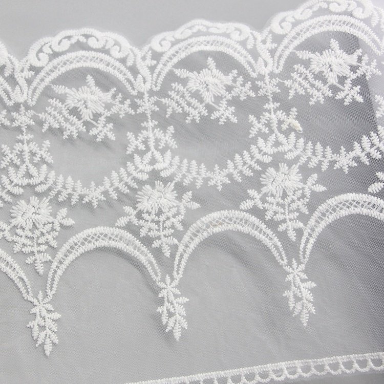 Stockings to ship transparent Mesh Polyester Lace Trim Embroidery White french mexican flower Lace Trim For cap bra shirts