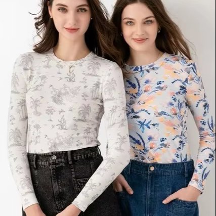 spring summer print t shirt long sleeve fitted woman clothing
