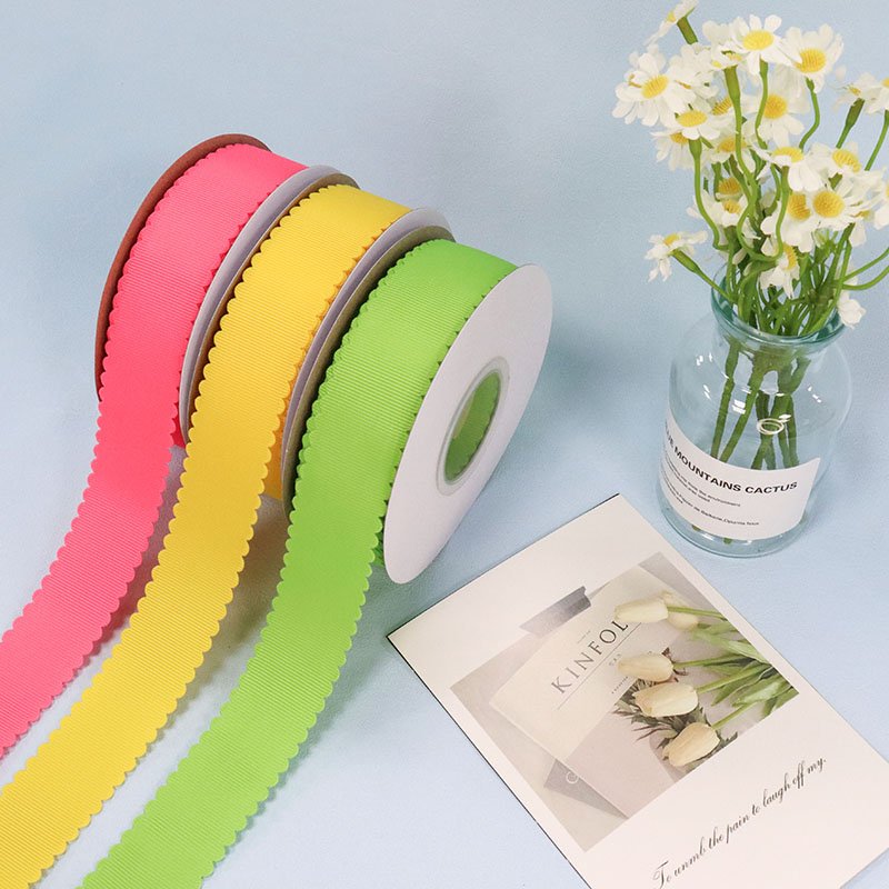 Custom Solid Color Grosgrain Ribbon Lace Trimming Tape Polyester Silk Ribbon