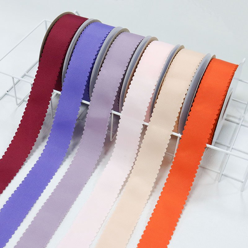 Custom Solid Color Grosgrain Ribbon Lace Trimming Tape Polyester Silk Ribbon