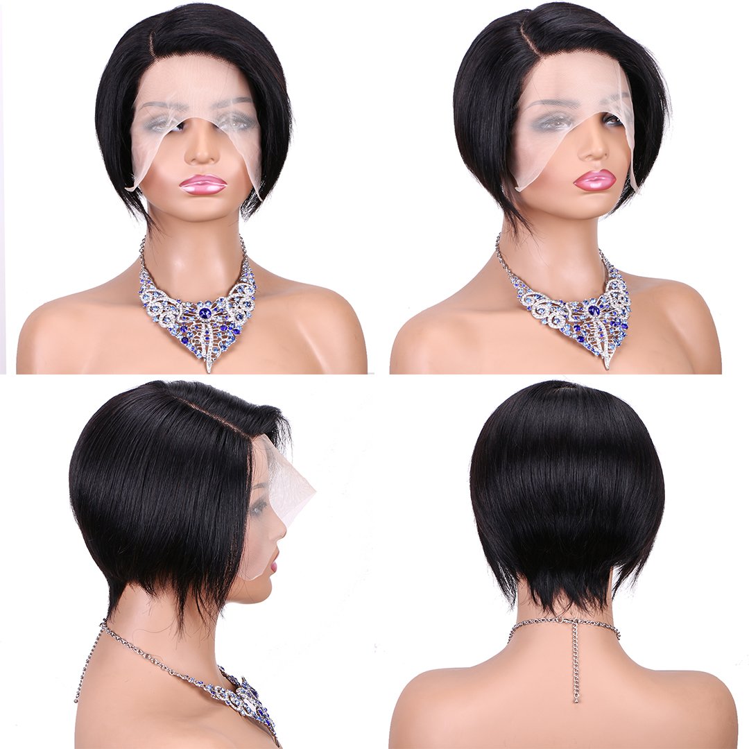 Wholesale Short Curly Pixie Cut Lace Wigs,13x4x1 Lace Front Side T Part Lace Pixie Cut Human Hair Wigs For Black Woman,