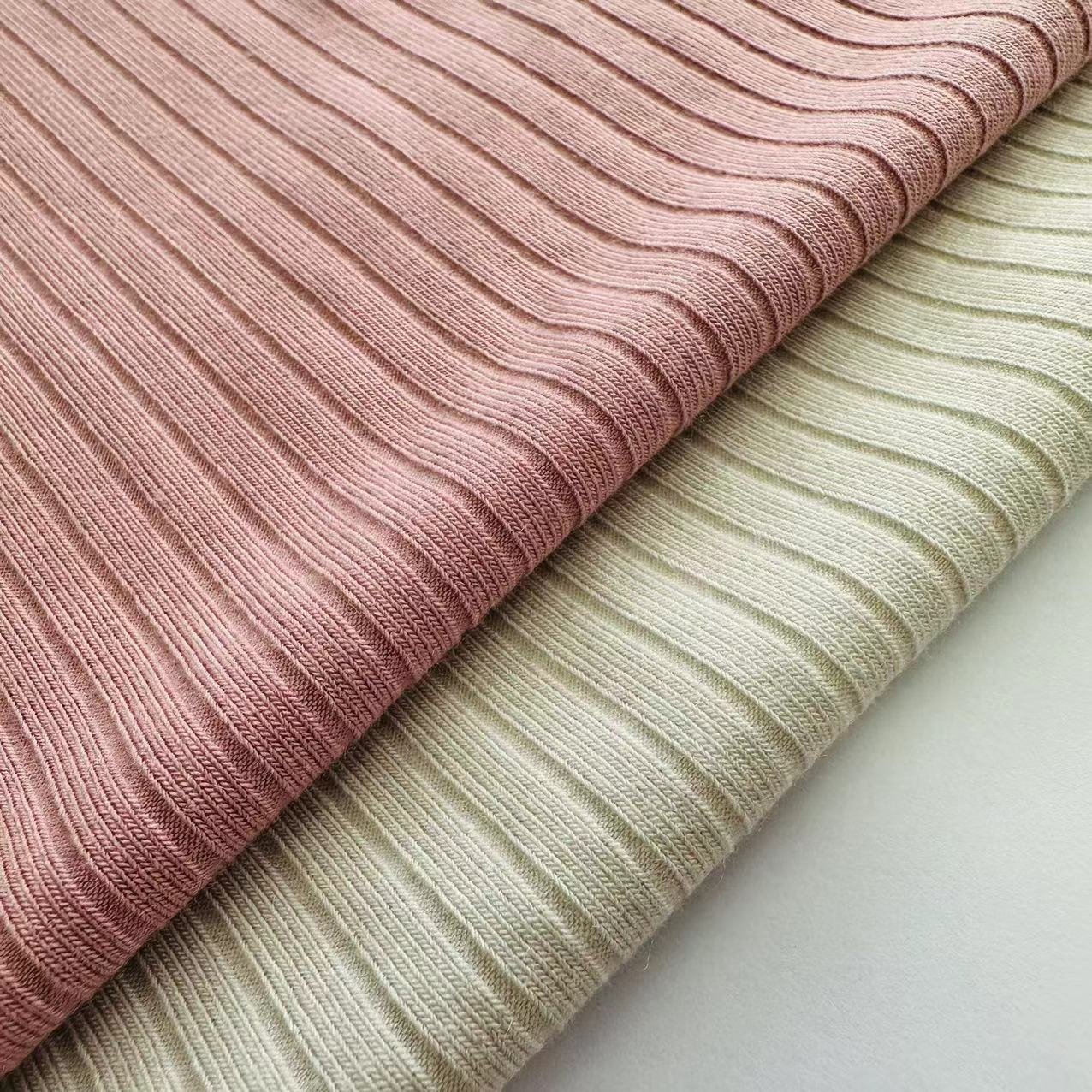 Wholesale solid colors 61% polyester 33% viscose 6% spandex TR stretch rib knit fabric for sweater and dress