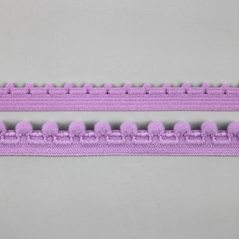 Wholesale colorful wool ball lace elastic belt Indian pom pom lace trim ball for beach towels and bath towels