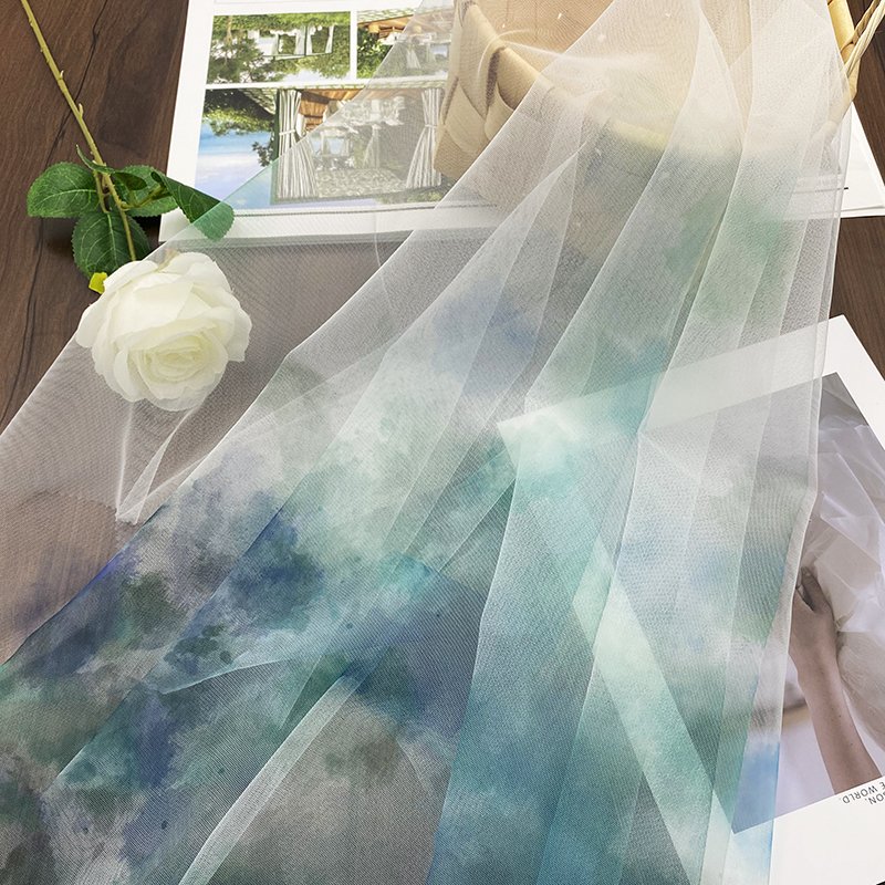 Sample in stock 59 " Polyester High quality flower embroidery floral mesh Custom fabric tulle Printed for Underwear Girl's