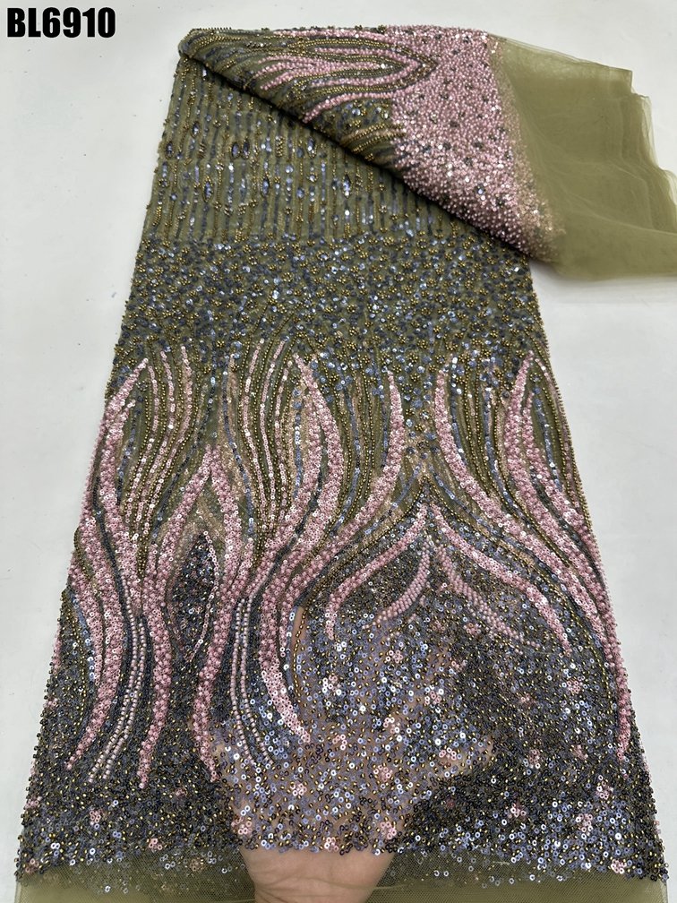 New Shiny Model Tulle Embroidery Bridal Lace Fabric Red Embroidery Material Beads Sequins Luxury Lace Fabric