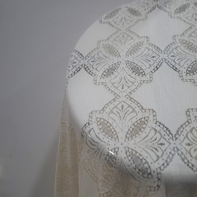 Guipure beige geometrical nylon and cotton swiss lace fabric for lady garment