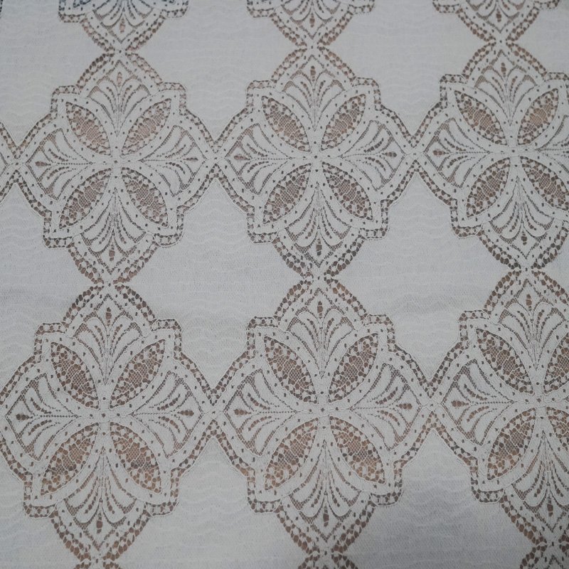 Guipure beige geometrical nylon and cotton swiss lace fabric for lady garment