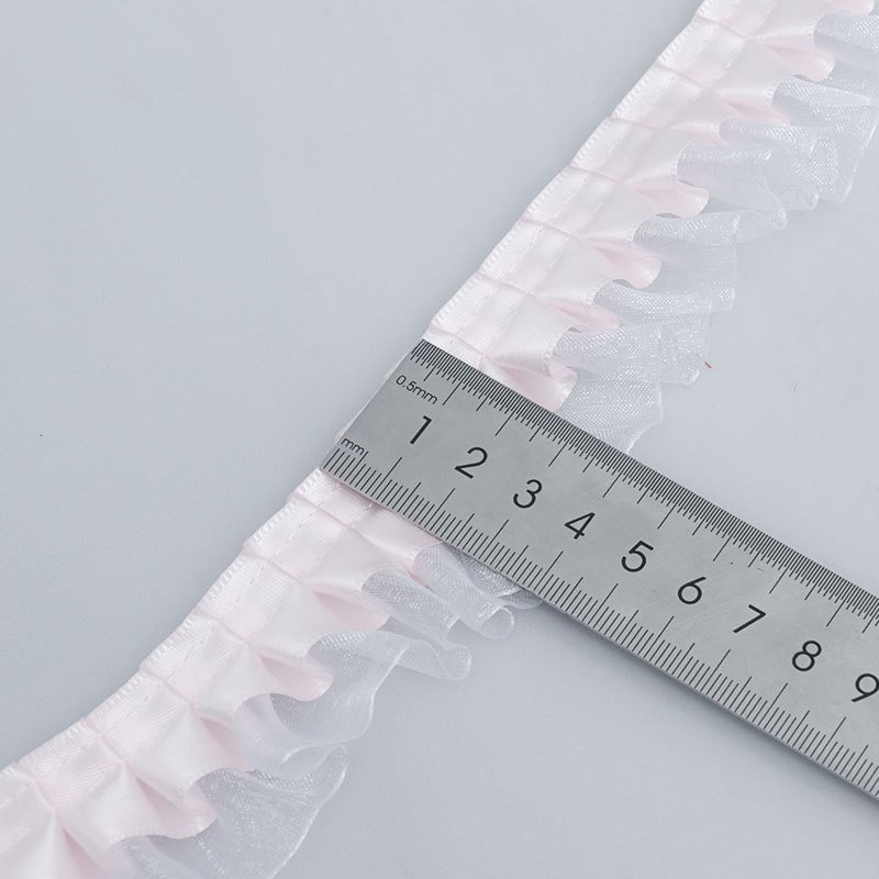 Hot Sale 4cm Double-Layer Polyester Chiffon Pleated Lace Trims Handmade DIY Headdress Wedding Dress Skirt Clothing Accessories