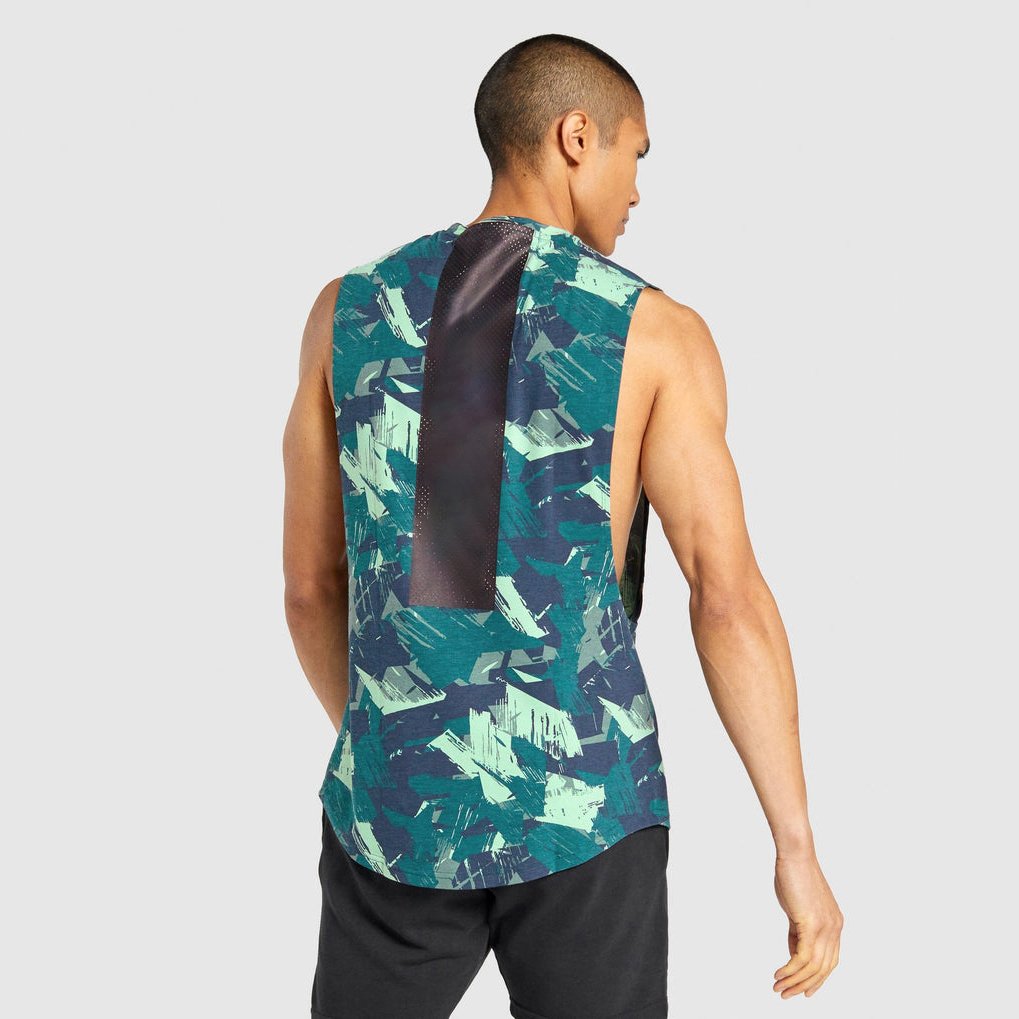 2024 Men's Sleeveless Side Split Fitness Tank Top Neon Colors Low Price Wholesale Made Polyester Mesh Casual Style Print Running