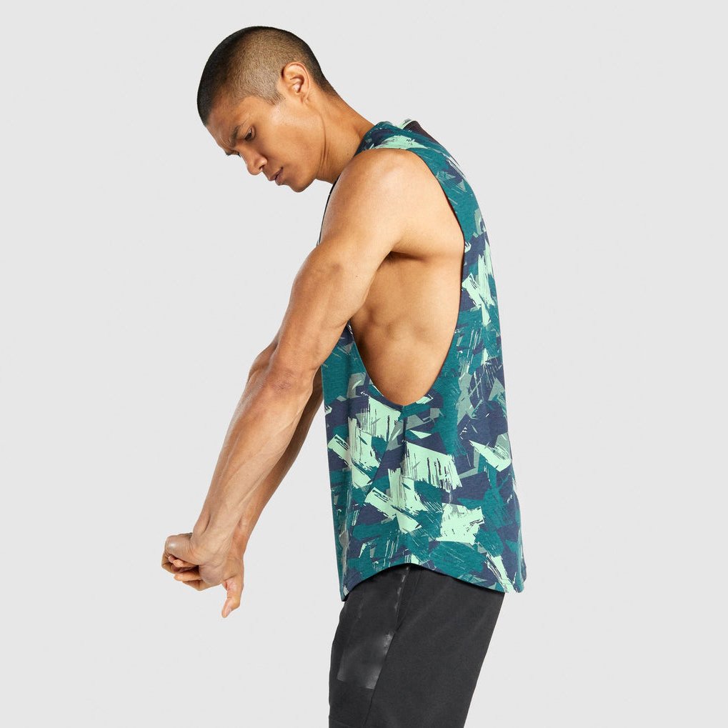 2024 Men's Sleeveless Side Split Fitness Tank Top Neon Colors Low Price Wholesale Made Polyester Mesh Casual Style Print Running