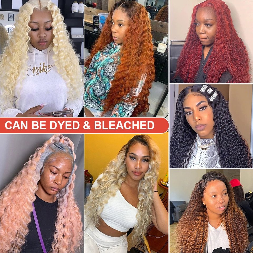 250% HD 30 40 Inch 613 Honey Blonde Deep Wave Full 13x6 Lace Frontal Wigs Transparent 13x4 Lace Frontal Human Hair Wig For Woman