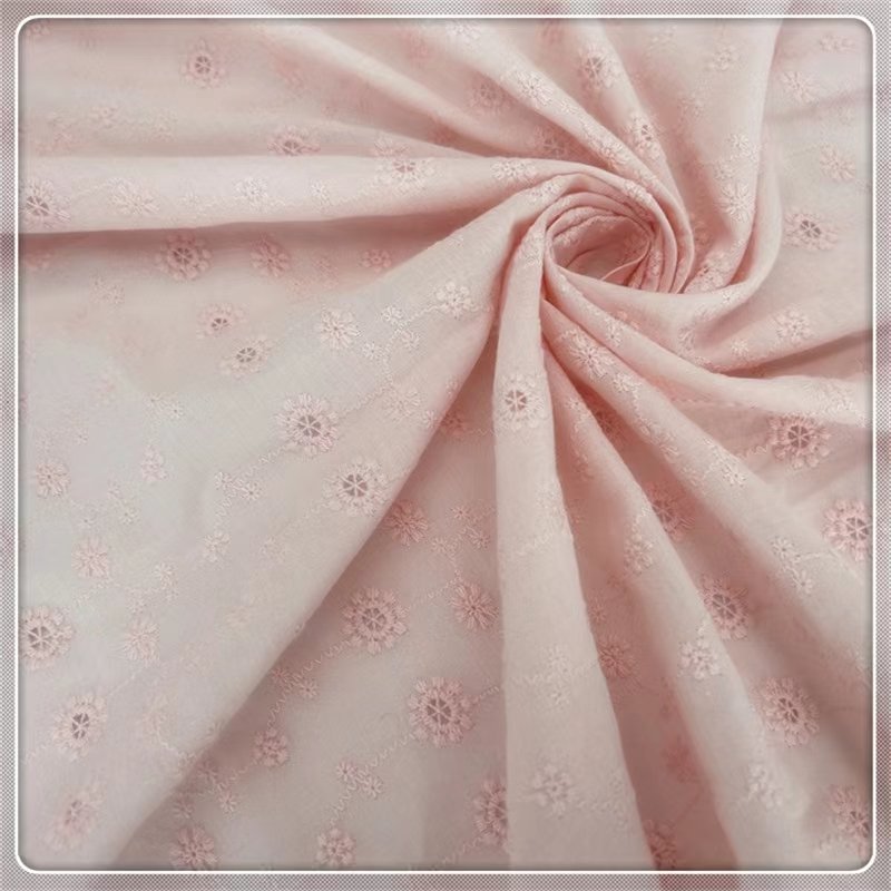 Hollow Out Woven French Guipure Fancy Style Plain Dyed Colorful 95gsm 60s Voile Cotton Embroidery Fabric 135cm Wide