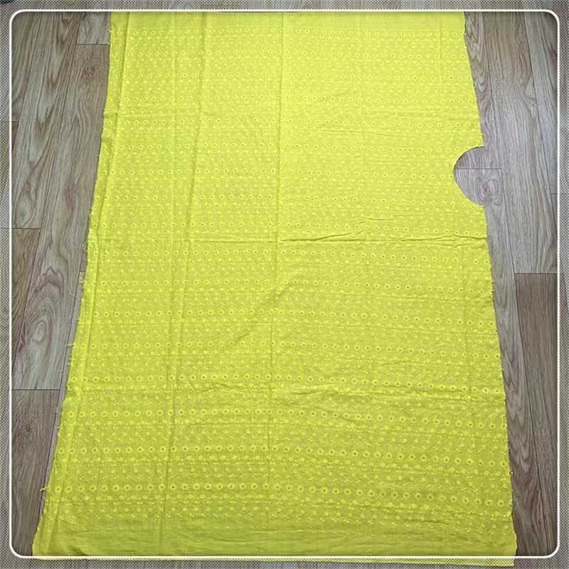 Hollow Out Woven French Guipure Fancy Style Plain Dyed Colorful 95gsm 60s Voile Cotton Embroidery Fabric 135cm Wide