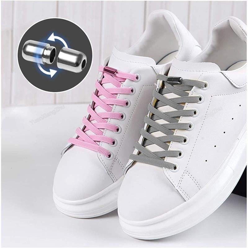 1Pair Multicolor Lock Elastic Sneaker Laces For Kids Adults and Elderly No Tie Shoelaces Quick Elastic Athletic Running Shoelace