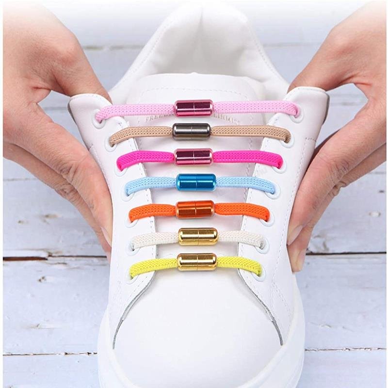 1Pair Multicolor Lock Elastic Sneaker Laces For Kids Adults and Elderly No Tie Shoelaces Quick Elastic Athletic Running Shoelace