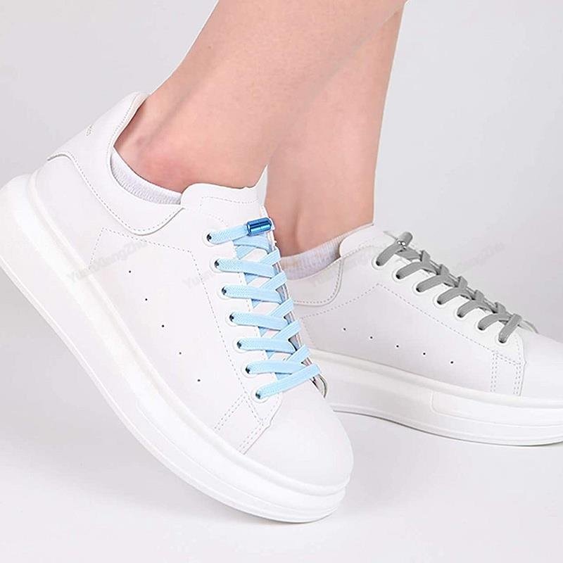 1Pair Multicolor Lock Elastic Sneaker Laces For Kids Adults and Elderly No Tie Shoelaces Quick Elastic Athletic Running Shoelace