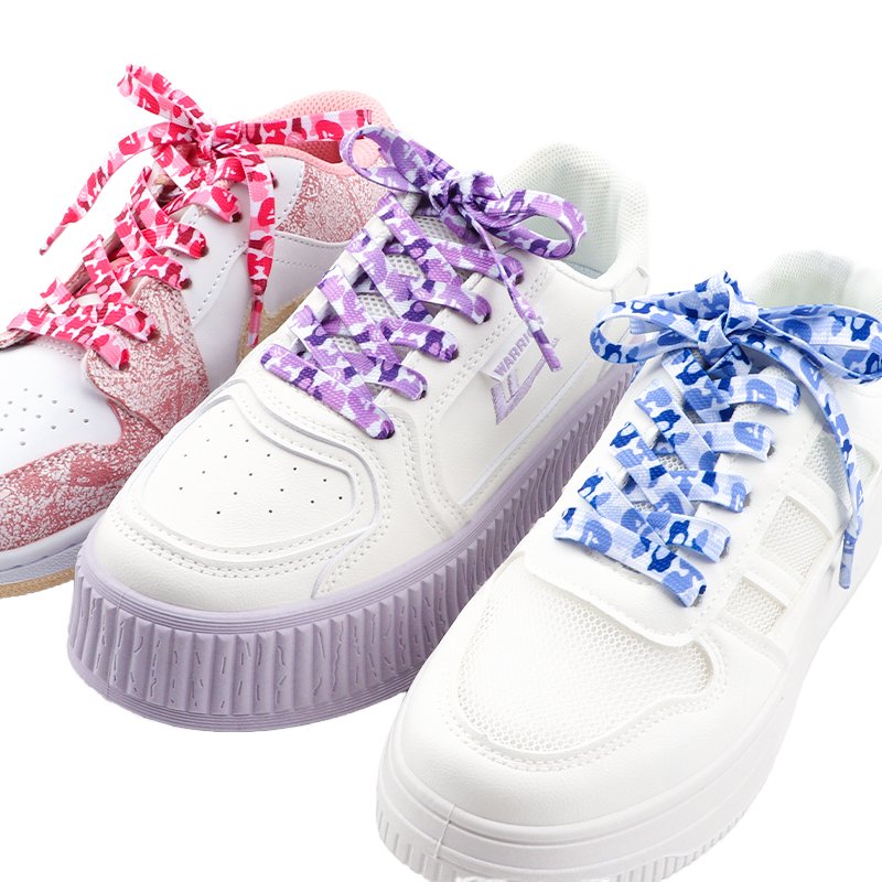 Trendy Camouflage Print Shoe Laces 1Pair NEW 0.8CM Width 8mm Polyester Flat & Sneaker Laces Accessories