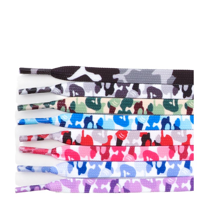 Trendy Camouflage Print Shoe Laces 1Pair NEW 0.8CM Width 8mm Polyester Flat & Sneaker Laces Accessories