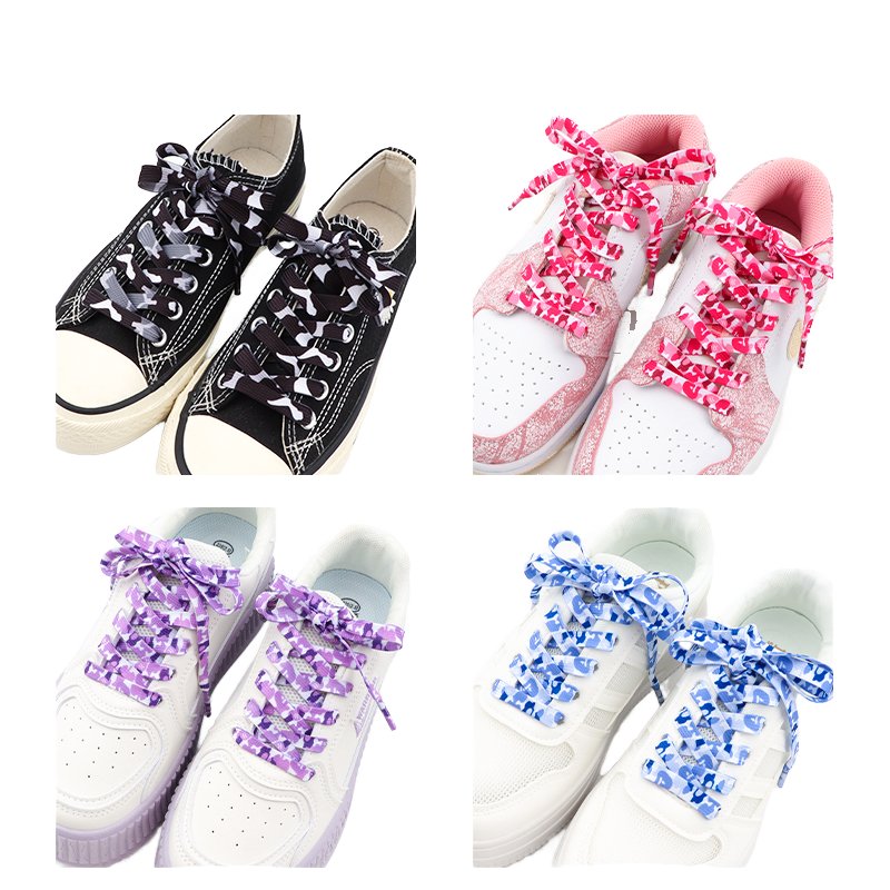 Trendy Camouflage Print Shoe Laces 1Pair NEW 0.8CM Width 8mm Polyester Flat & Sneaker Laces Accessories