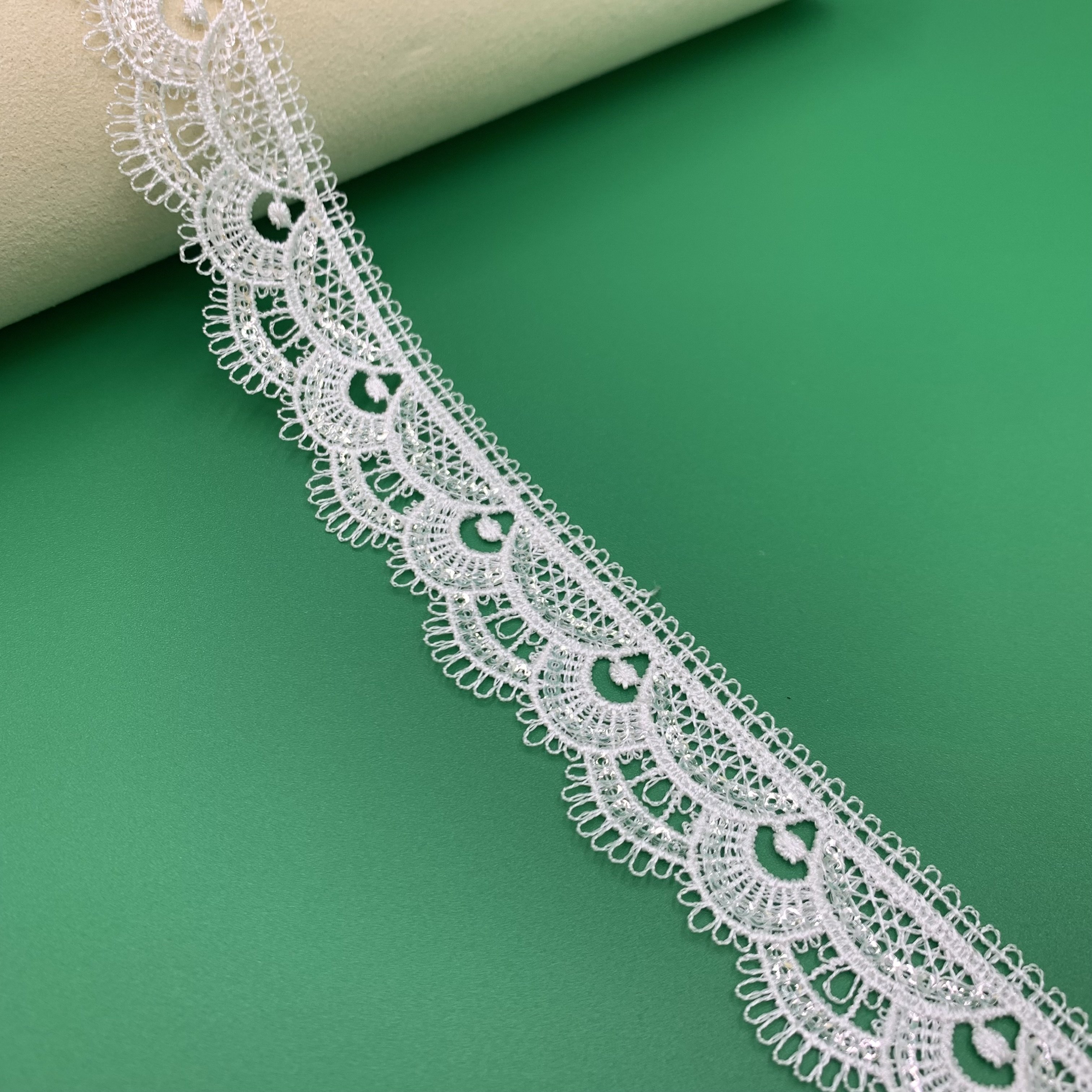 2023 New Arrival Low Price Multi Color Sequin Fabric Embroidery Cheap White Lace Fabric Trim For Wedding