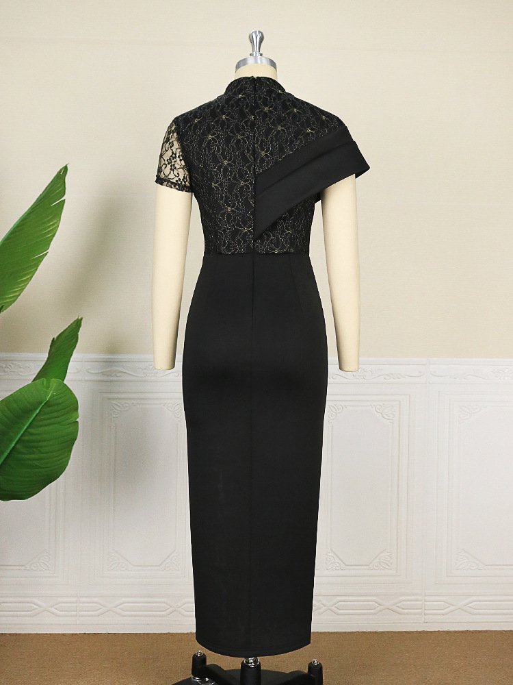 New Arrivals Temperament Plus Size Party Dresses Women Solid Lace Stitching Elegant Casual Dresses Women Evening Dresses