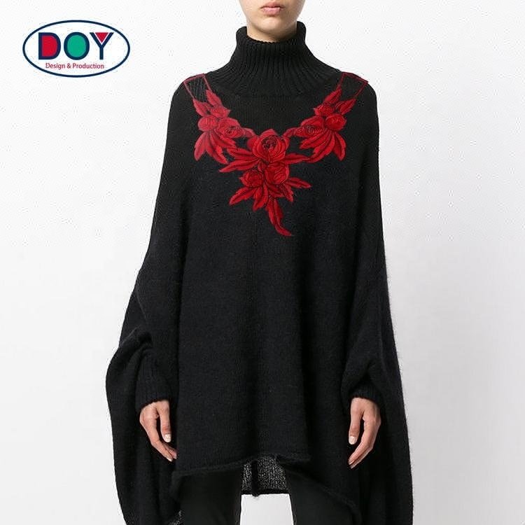 Sew on Embroidered Services Water Soluble Fashion Design Embroidery Neck Lace Patch for Stand Collar