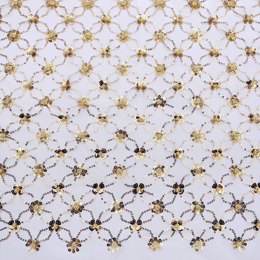 Beaded Embroidery Fabric Factory Flowers Sequin Embroidery Beaded Mesh Fabric Garment Popular Sustainable Embroidered Lace Nylon