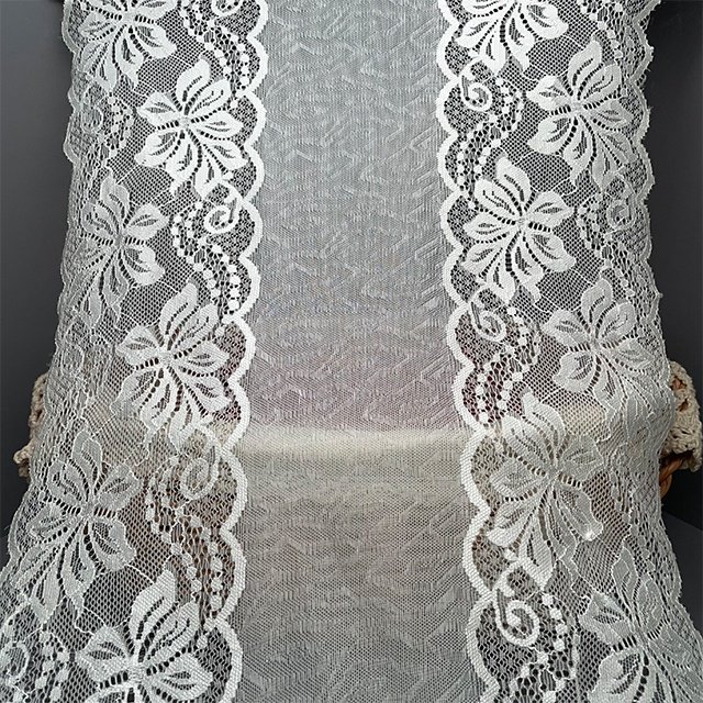 TUTON Bridal Supplier Fabric French Lace Narrow Wide 28.5 CM Elastic Trim