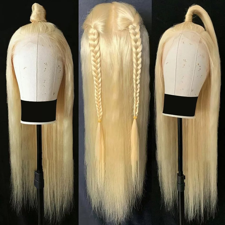 613 Blonde Wig Natural Human Hair,100 Brazilian Straight Long Human Hair Glueless Lace Front Wigs,613 Hd Lace Wig With Baby Hair