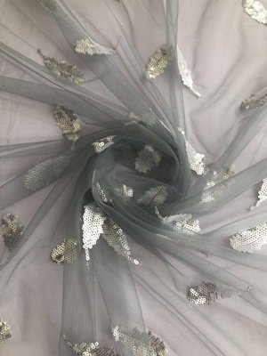 HG1111 tulle lace fabric long skirt golden silver leaf sequins lace embroidery fabric tulle fabric