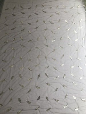 HG1111 tulle lace fabric long skirt golden silver leaf sequins lace embroidery fabric tulle fabric