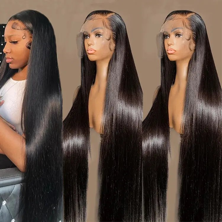 Bone Straight Transparent HD 13x4 13x6 360 Full Lace Front Wigs, Glueless Virgin Brazilian Pre pluck Raw Lace Human Hair Wigs