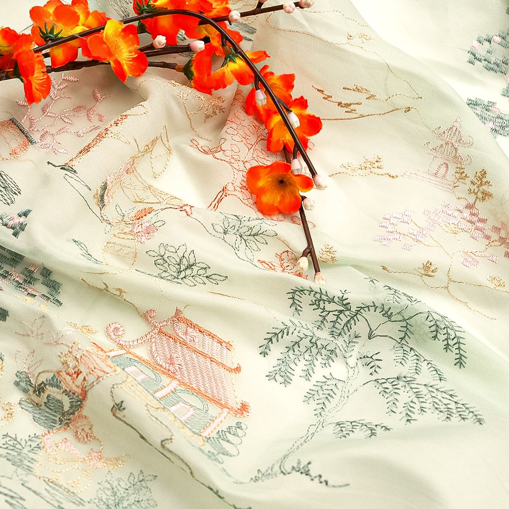 High Quality Embroidery Fabric 100% Polyester Embroidered Tulle Fabric For Women Dress