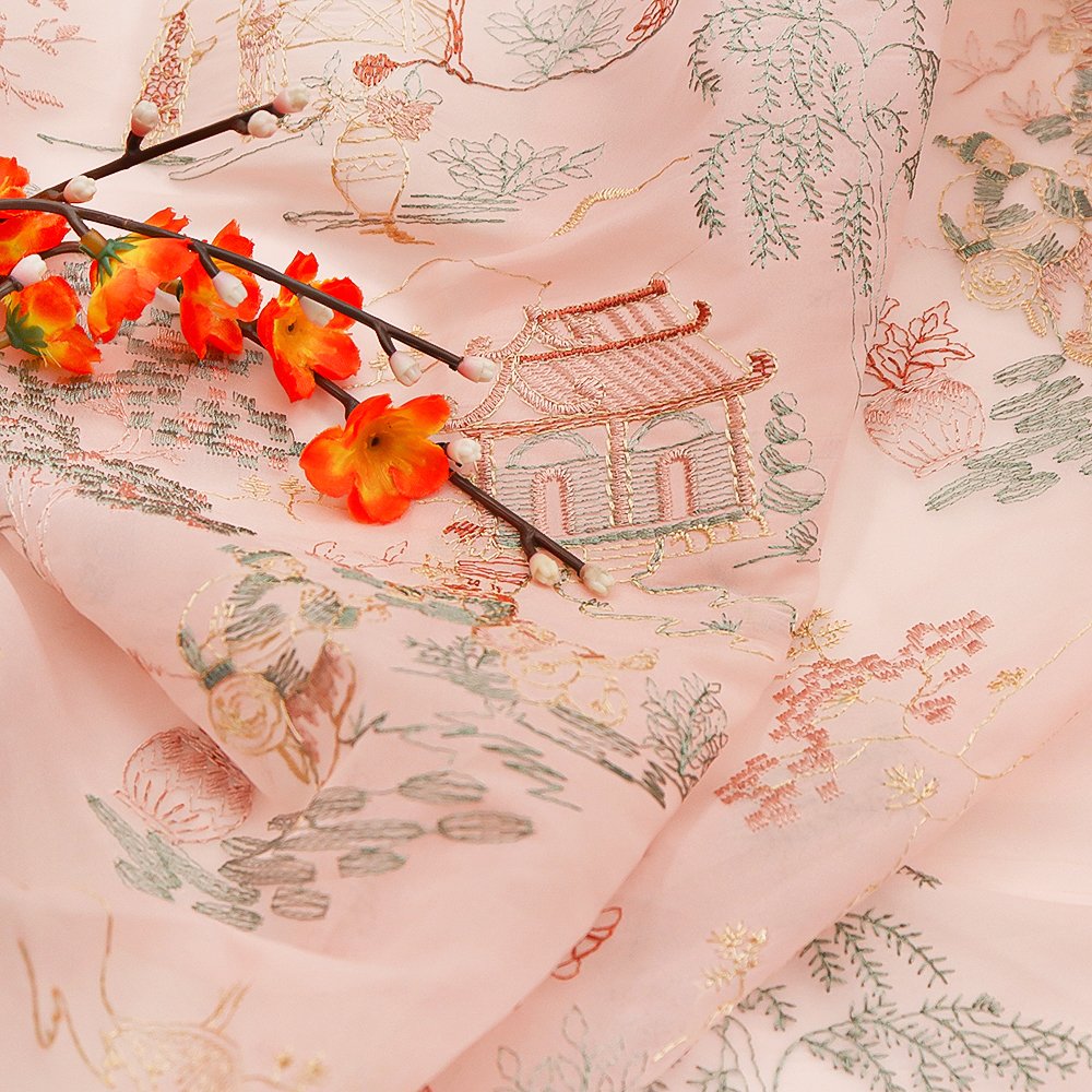 High Quality Embroidery Fabric 100% Polyester Embroidered Tulle Fabric For Women Dress