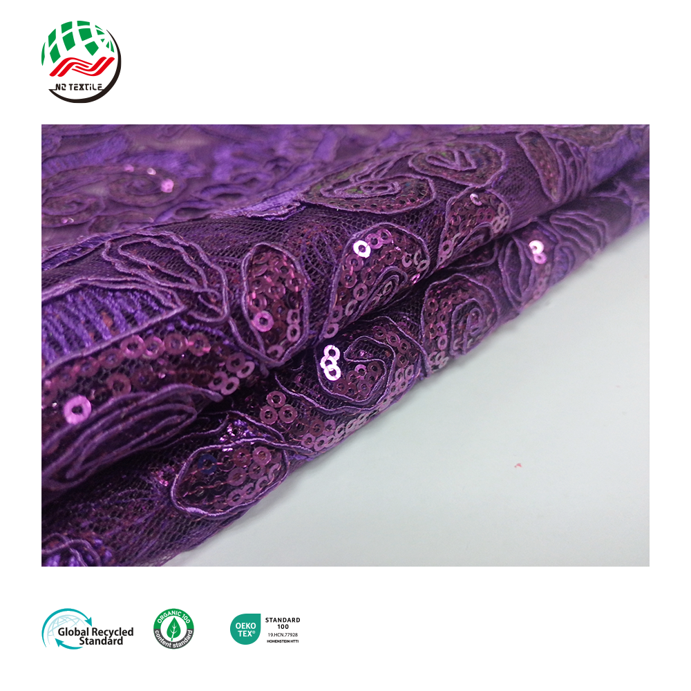 New Arrival Bridal Fabric Luxury Flower Embroidery Beads Sequins Tulle Lace Fabric For Wedding Dress