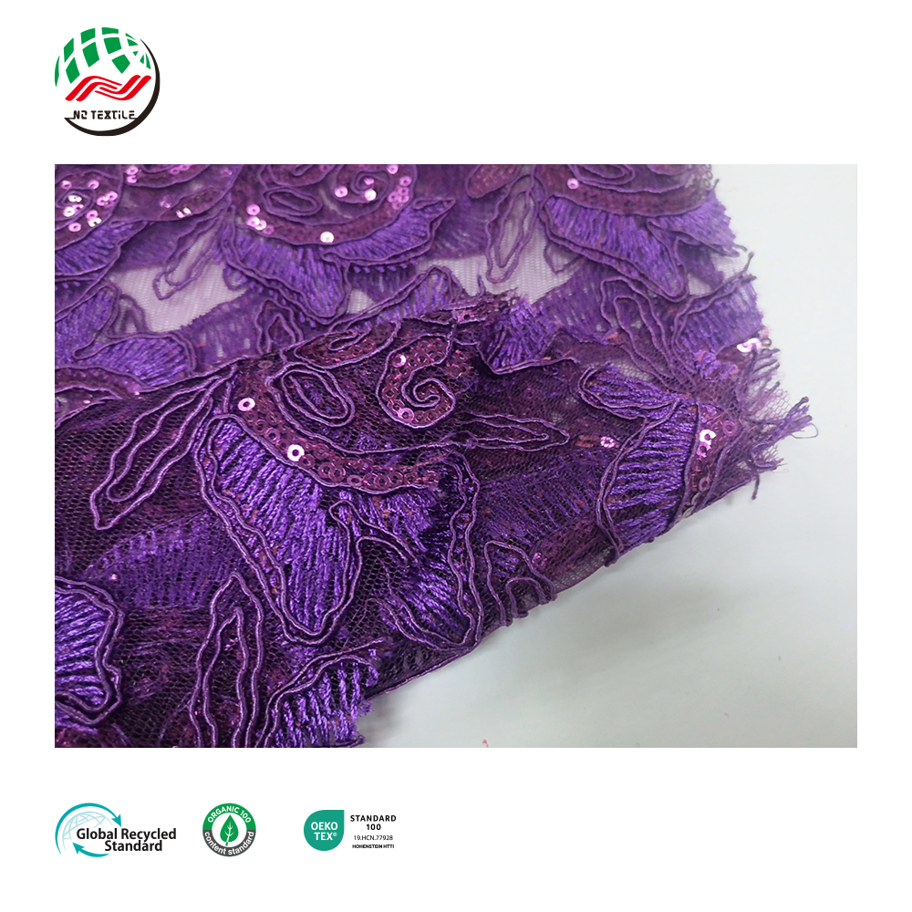 New Arrival Bridal Fabric Luxury Flower Embroidery Beads Sequins Tulle Lace Fabric For Wedding Dress