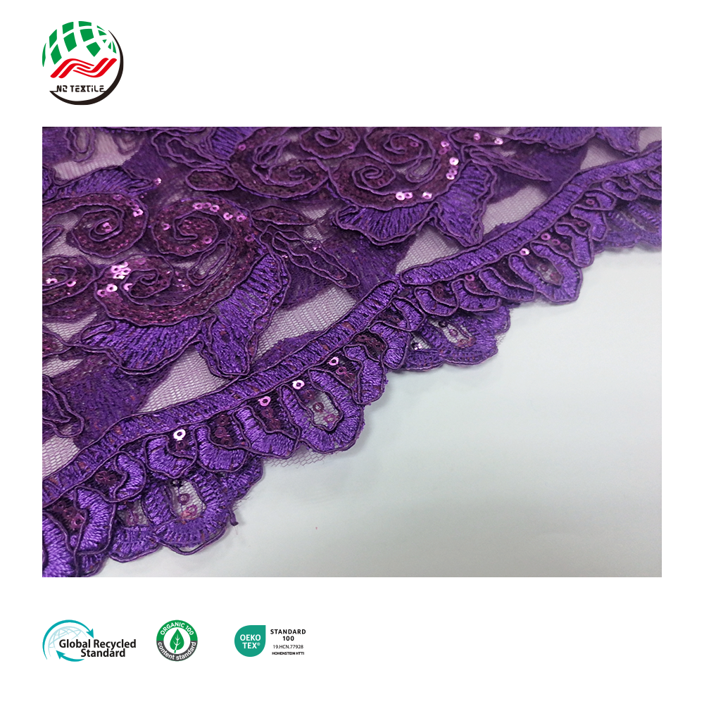 New Arrival Bridal Fabric Luxury Flower Embroidery Beads Sequins Tulle Lace Fabric For Wedding Dress