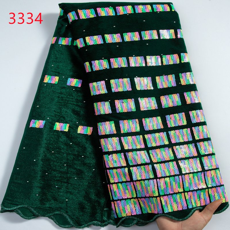 French Velvet Lace Fabric with Sequins 2023 High Quality African Lace Fabric for Sewing Luxury Midi Party Dress 3334