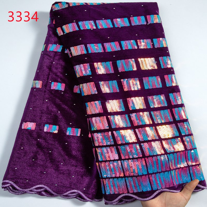 French Velvet Lace Fabric with Sequins 2023 High Quality African Lace Fabric for Sewing Luxury Midi Party Dress 3334