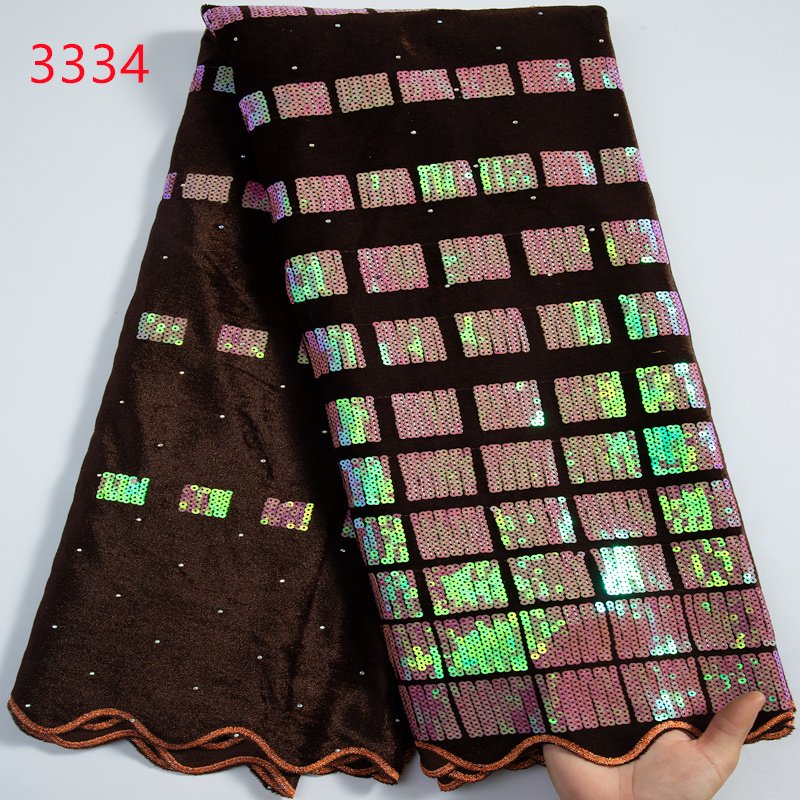 French Velvet Lace Fabric with Sequins 2023 High Quality African Lace Fabric for Sewing Luxury Midi Party Dress 3334