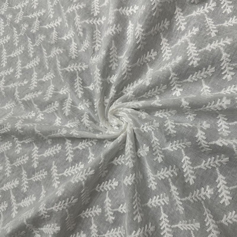 Wholesale Manufacturer Floral Embroidery Fabric Cotton Voile Fabric Embroidery Fabric for Boutique Clothing