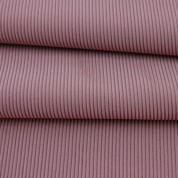 Breathable Thick Knit Poly Spandex Ribbed Fabric Top Yoga Rib Fabric for Swimsuit