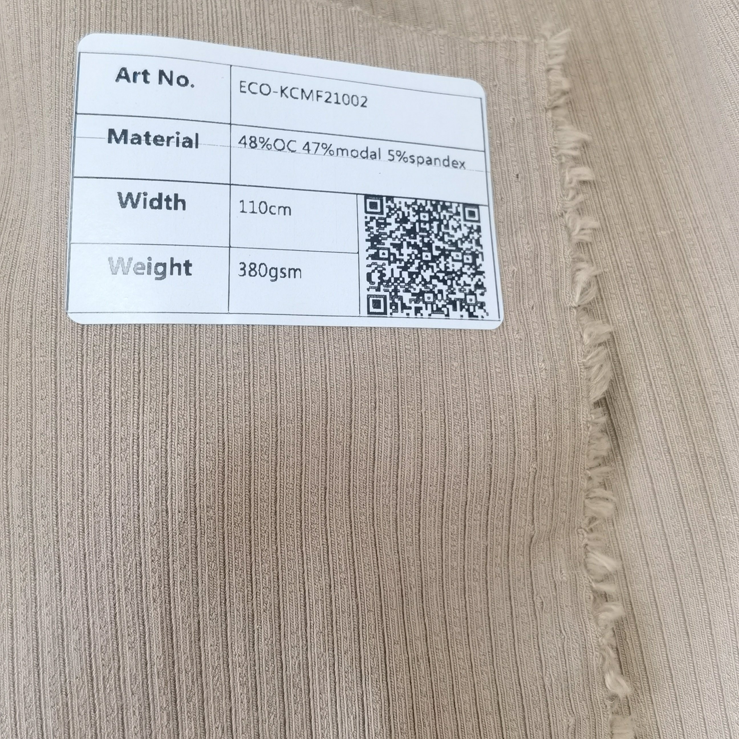 organic cotton modal blended rib 4*4 380gsm OCS certified