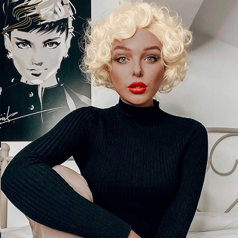 613 Blonde Short Glueless Pixie Cut Wigs Human Hair Lace Frontal Wigs Pre Plucked Curly with Baby Hair Brazilian for Women