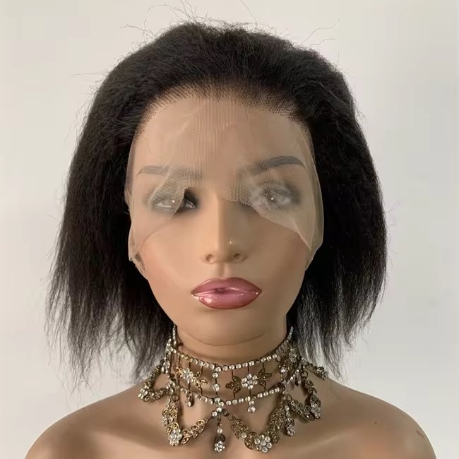 DX068 Kinky straight 360 full lace wig glueless hand wigs human hair 8 inch 10 inch 613 blonde with baby hair