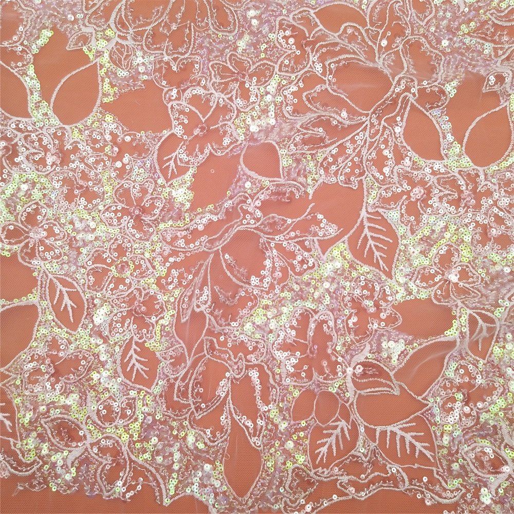Factory Multi-colored White Sequin Embroidery fabric Fashion wedding dress dress Home decor Lace fabric