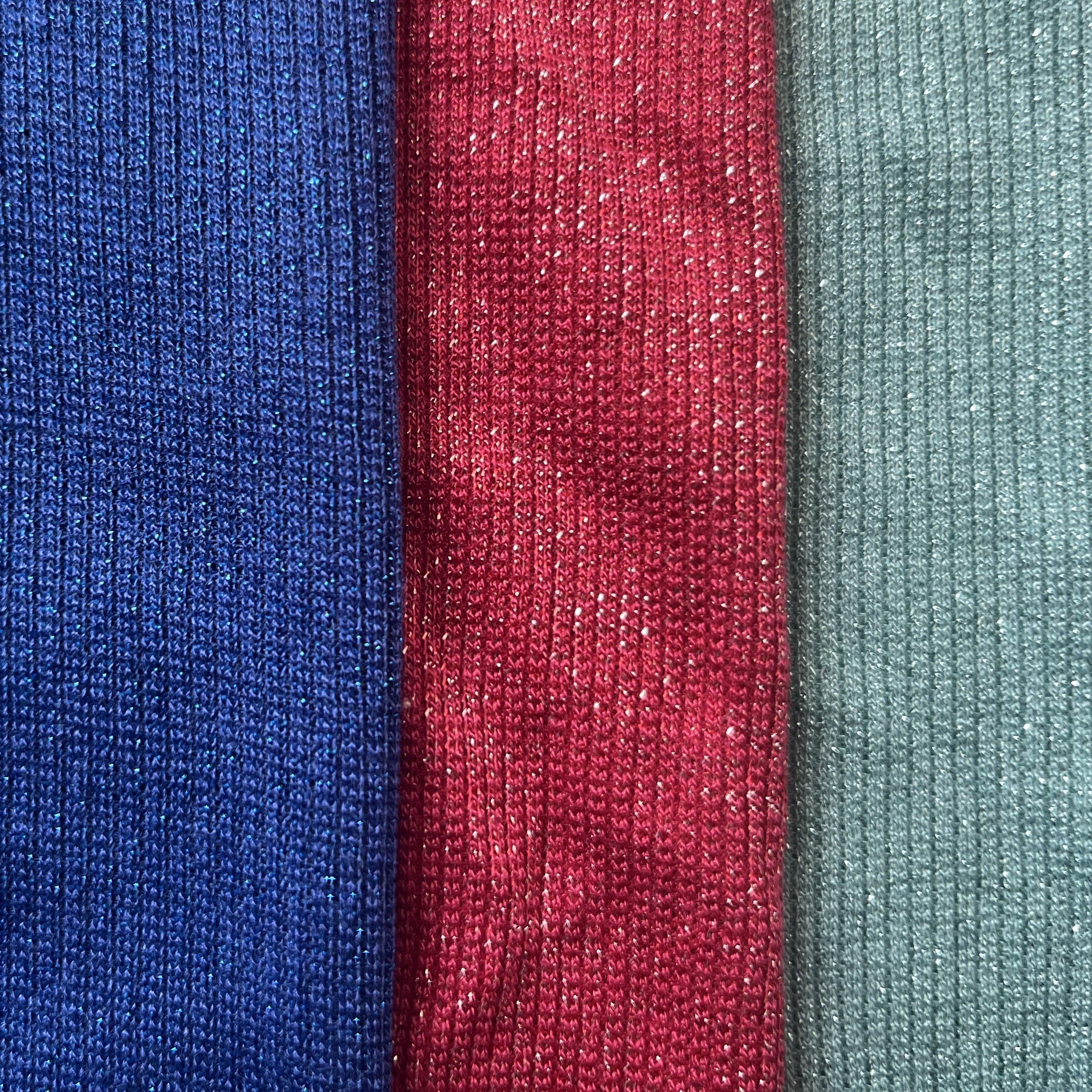 Perfect Quality Colorful Rayon Lurex Spandex Fabric Stretch Rib Rayon Nylon RIB Smooth Metallic Rib Fabric