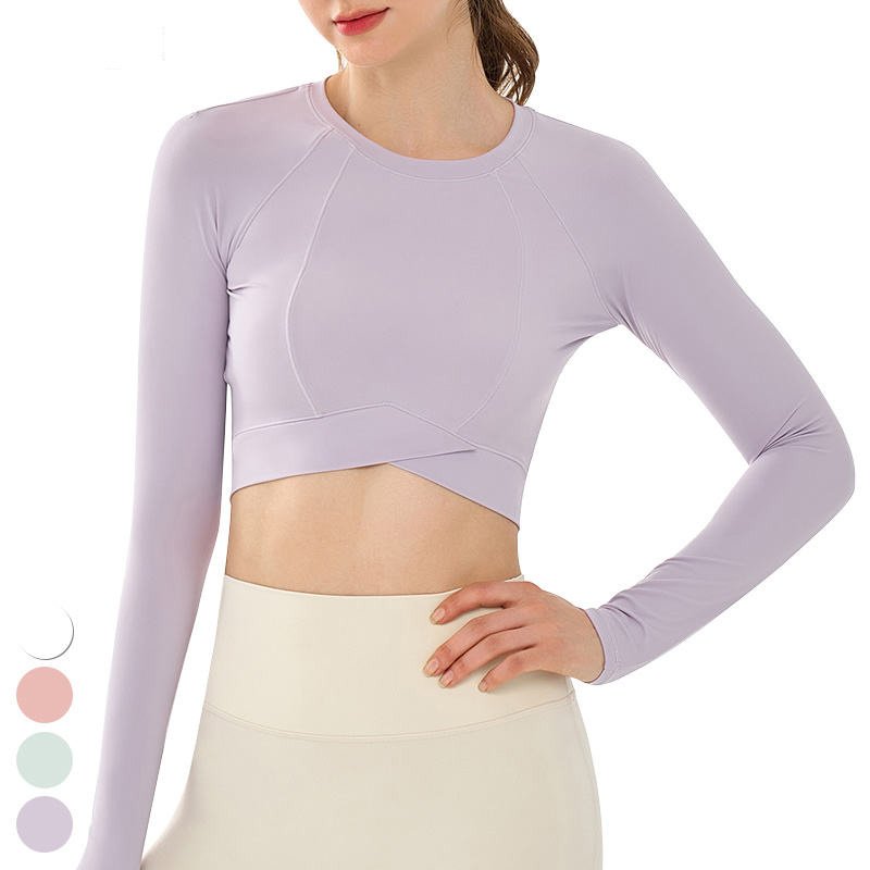 Custom Logo Sports Clothing Breathable Slim fit Workout Shirts Quick Dry Gym Fitness T Shirt Long Sleeve Yoga Crop Top For Women